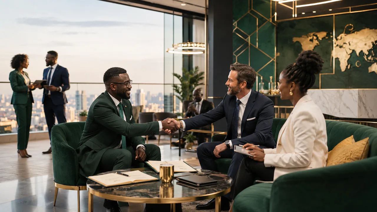 Professionnels africains et partenaires internationaux réunis dans un espace de conseil premium