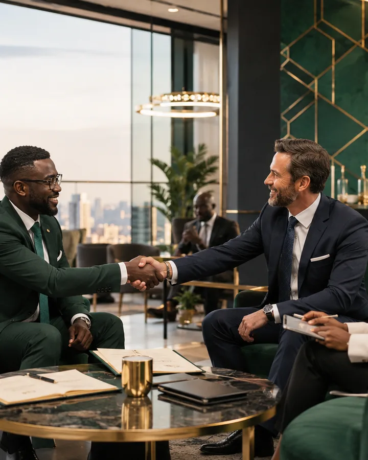 Professionnels africains et partenaires internationaux réunis dans un espace de conseil premium